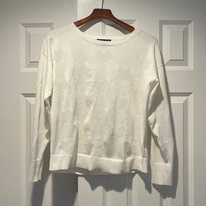 White Cable & Gauge sweater with raised hearts